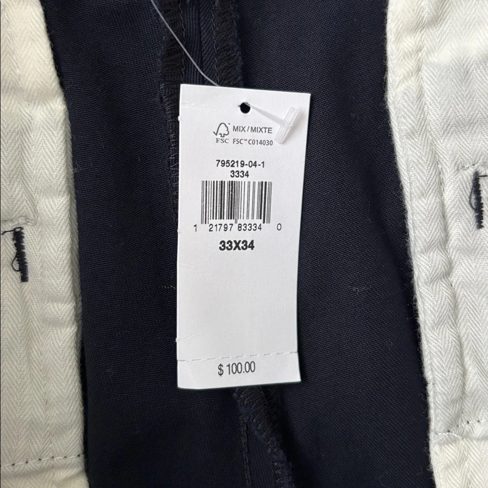 NWT Banana Republic Aiden Slim Fit Rapid Movement Chinos in Navy Blue 33 x 34